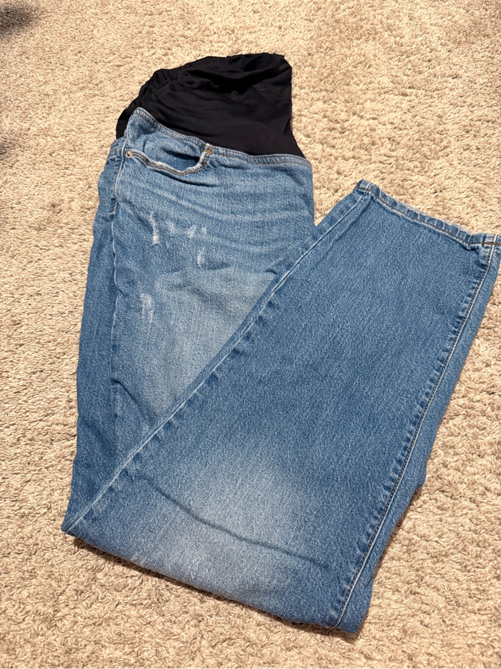 Isabel Maternity by Ingrid & Isabel Light Blue Boyfriend Jeans with Black Panel